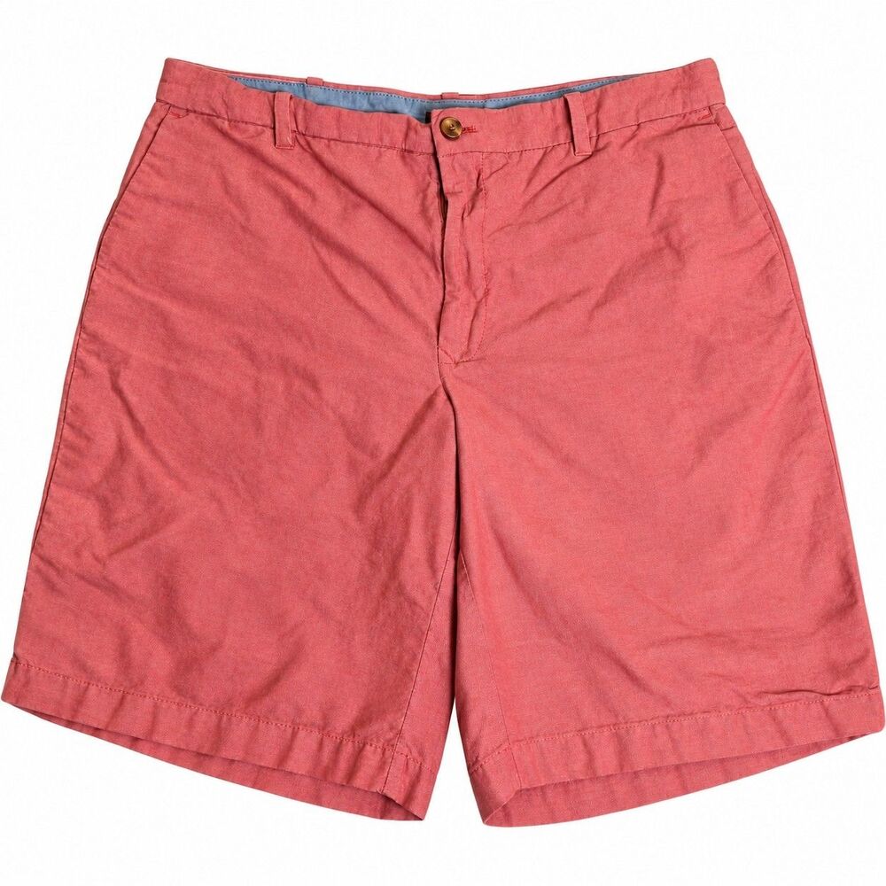 IZOD Red Cotton Chino Shorts Flat Front Logo Button Pockets Zip Casual Men's 36